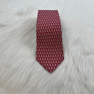 Salvatore Ferragamo white bird pattern 100% silk tie Made in Italy
